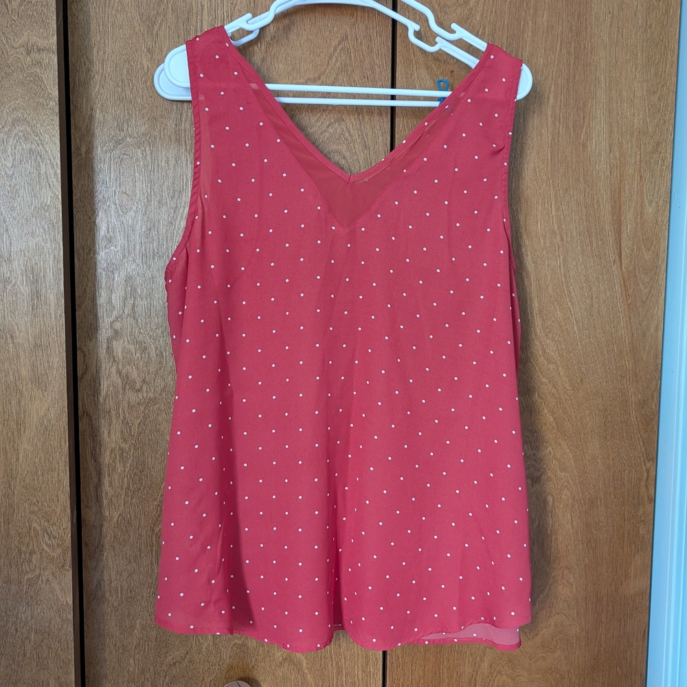 Maurices Coral Red Polka Dot V-Neck Sleeveless Camisole
